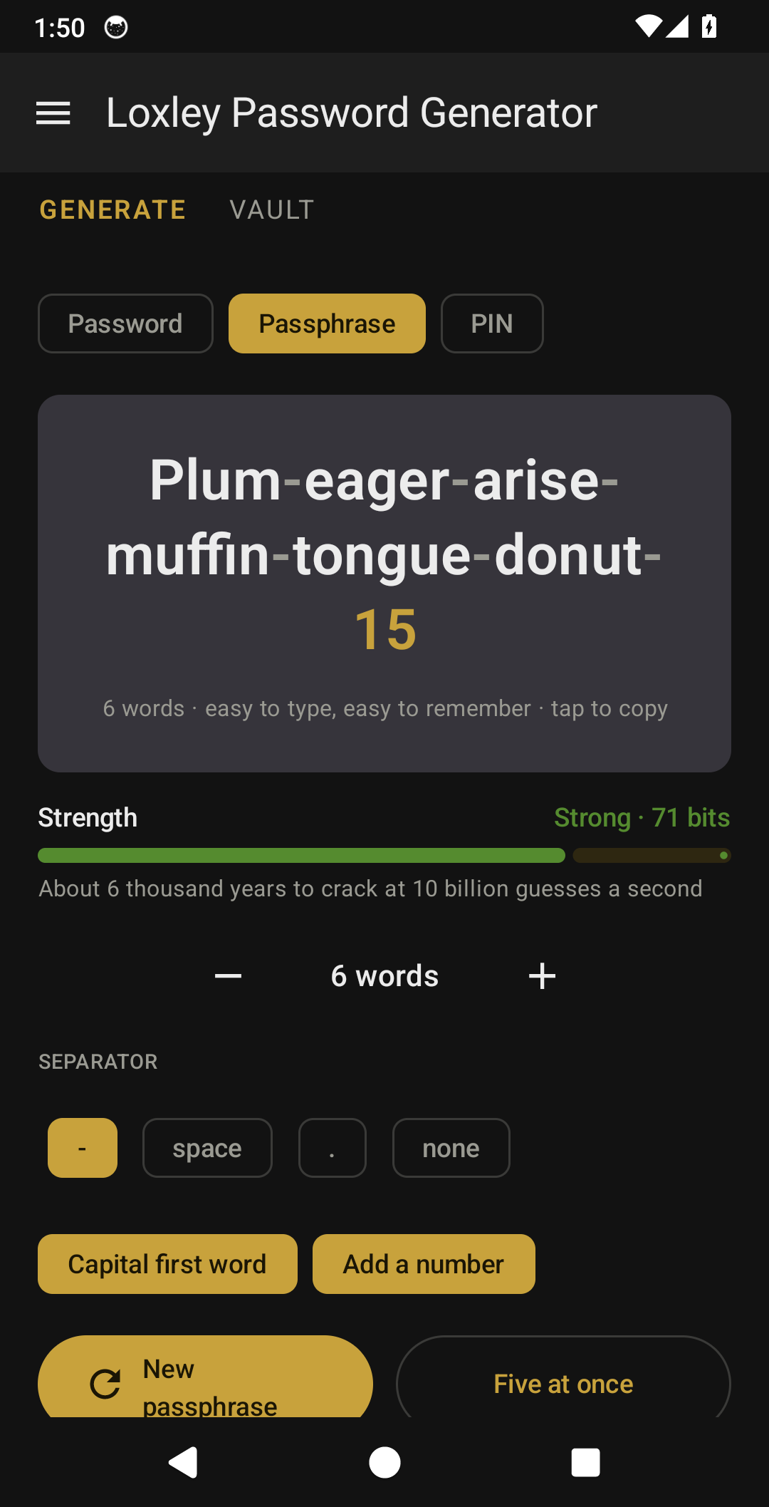 Loxley Password Generator screenshot 1