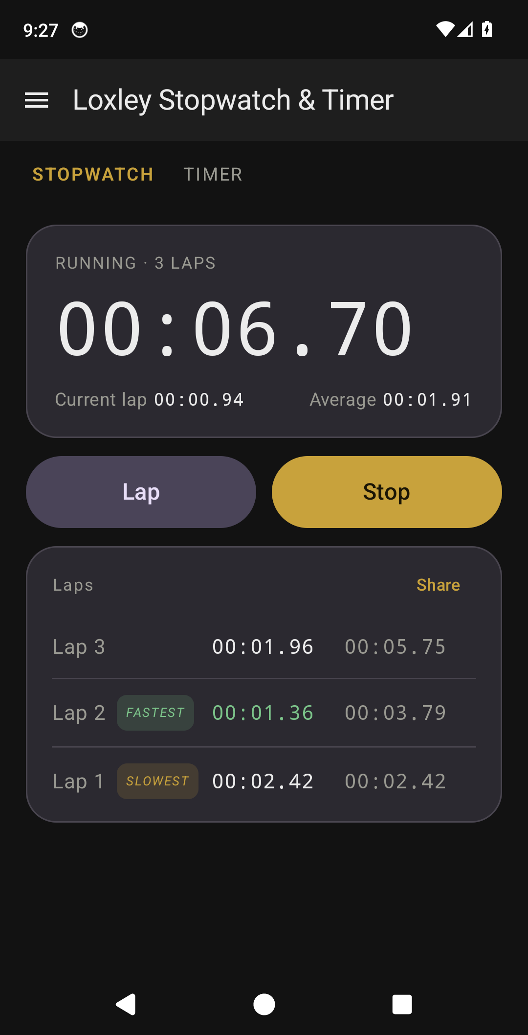 Loxley Stopwatch & Timer screenshot 1