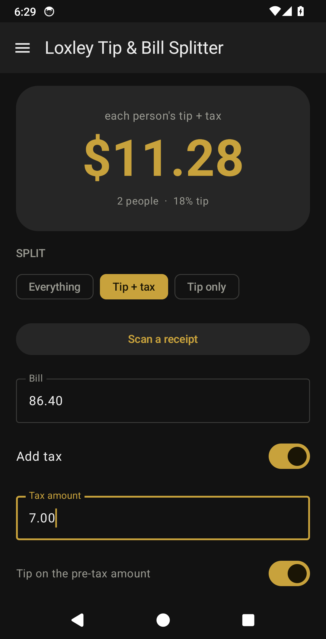 Loxley Tip & Bill Splitter screenshot 2