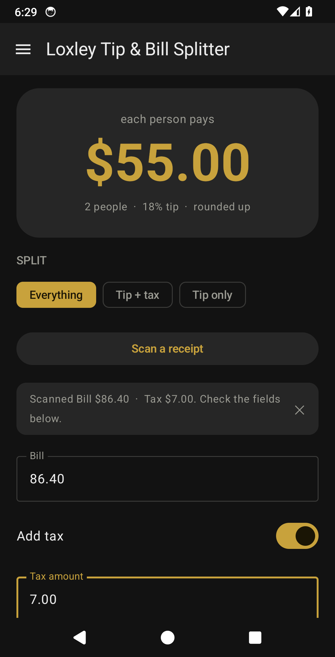 Loxley Tip & Bill Splitter screenshot 5