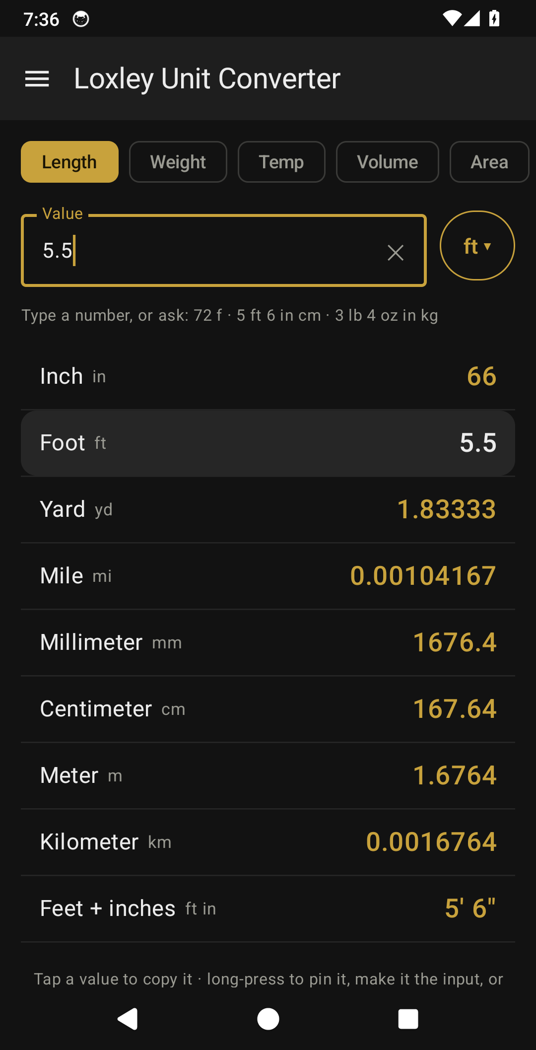 Loxley Unit Converter screenshot 1