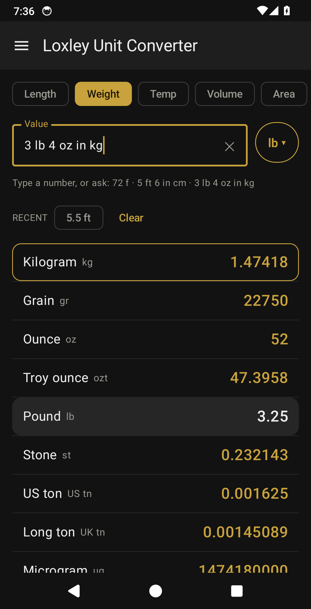 Loxley Unit Converter screenshot 2